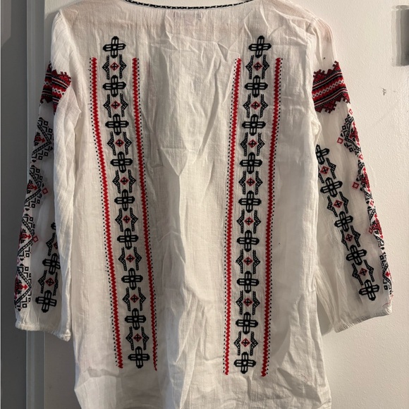 Calypso cotton Embroidered White and Red Women's Top/ tunic XS - Picture 2 of 3
